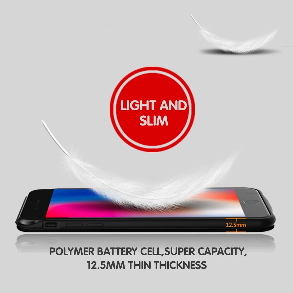 Portable power bank power case cover charger for iPhone 6 6s 7 8 battery case