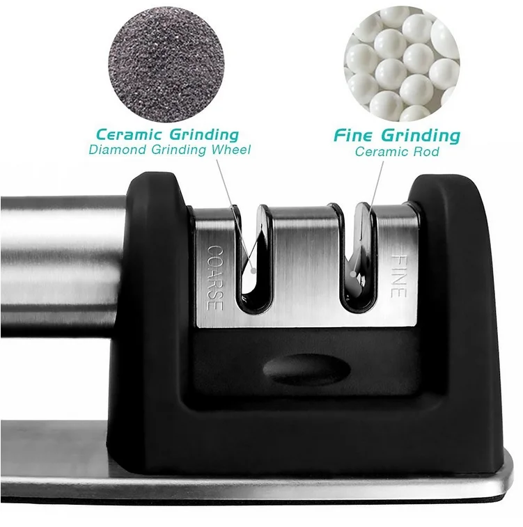 Knife Sharpener 2stage Sharpening System,Sharpens Ceramic & Steel