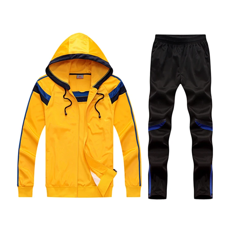 Wholesale Yellow Unisex Sports Wear Set,Mens Jogging Tracksuit ,Tracksuits For Men Custom