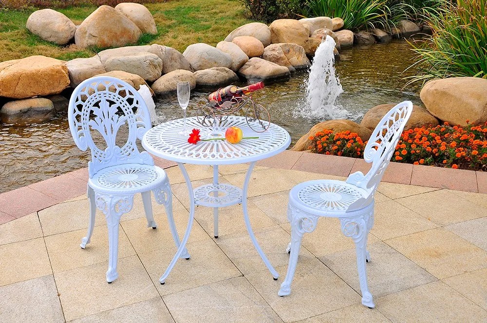 Big Lot W Outdoor Aluminum Garden Table Chair Bamboo Patio