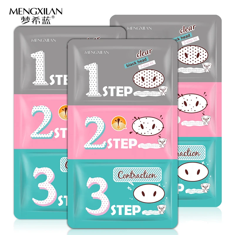 

OEM/ODM Deep Cleaning 3 steps Kit Blackhead Remover Shrink Pores Paste Mud Pig Nose Mask