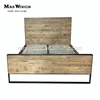 Rustic iron reclaimed wood industrial metal bed