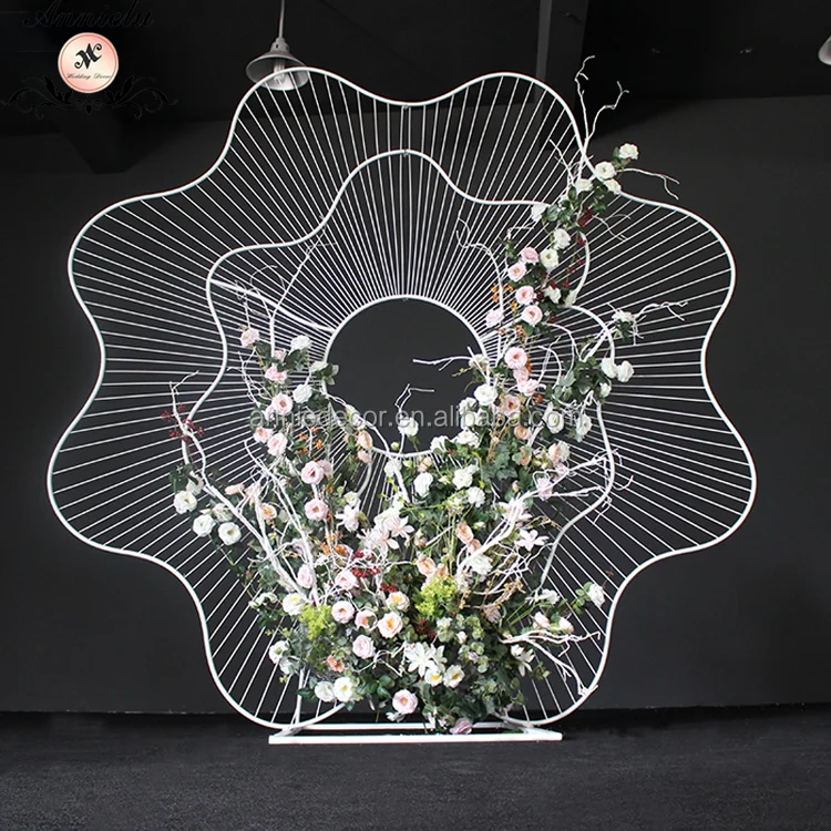 Wedding Party Decoration Backdrop, Newly-design LED Light Rose Shaped Iron Backdrop