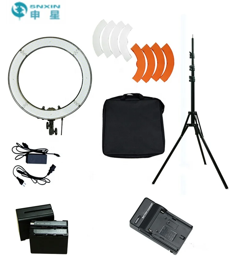 

Hot sale 18 inch dimmable LED Ring Lamp kit 55W with battery Makeup/Selfie/Video/ Studio shooting fill-in ring light