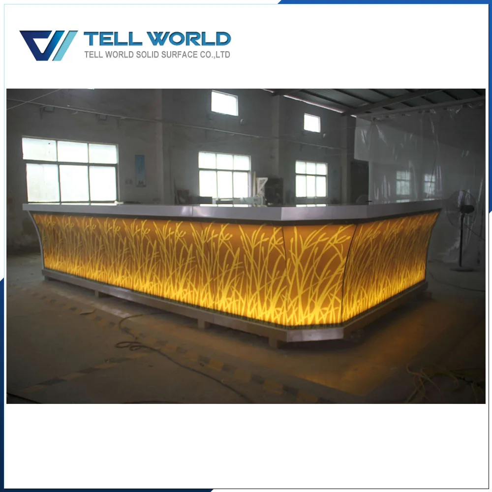 Customized solid surface illuminated led bar counter designs