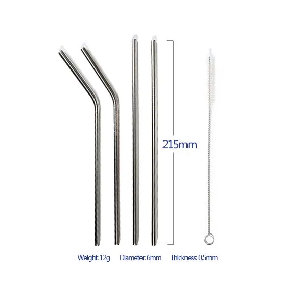 

Set of 4PCS Amazon Hit Metal Reusable Drinking Stainless Steel Straws with Customized Logo, Sliver/ rose gold/ gold/ black/ rainbow