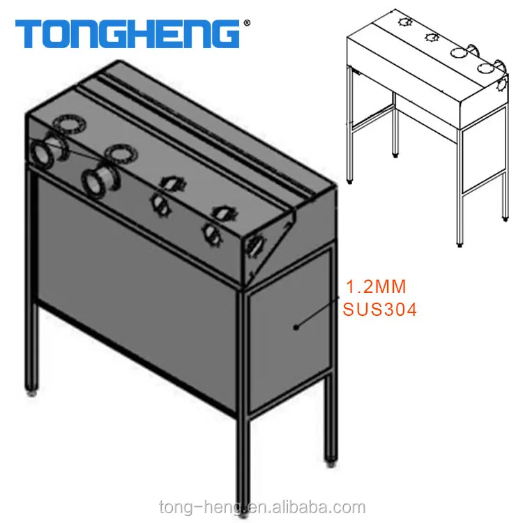 2017 New open kitchen equipment design tempered glass restaurant kitchen filters hood