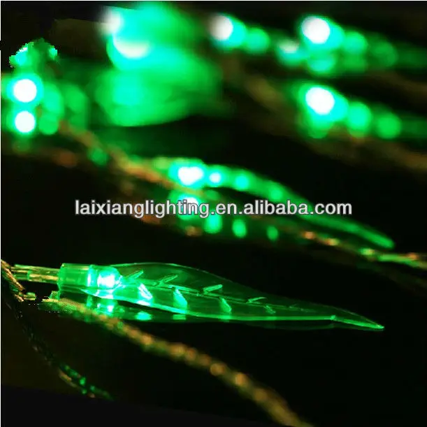 GardenKraft 13830 Willow Leaves String Lights Green