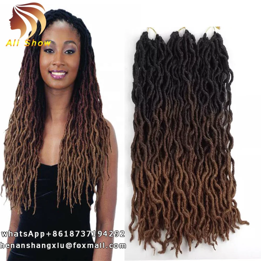 

Ali Show Ombre Faux Locs Curly 18inch 24roots Soft Crochet Braids Dread Bohemian Gypsy Locs hair Extensions, 5 color on sale