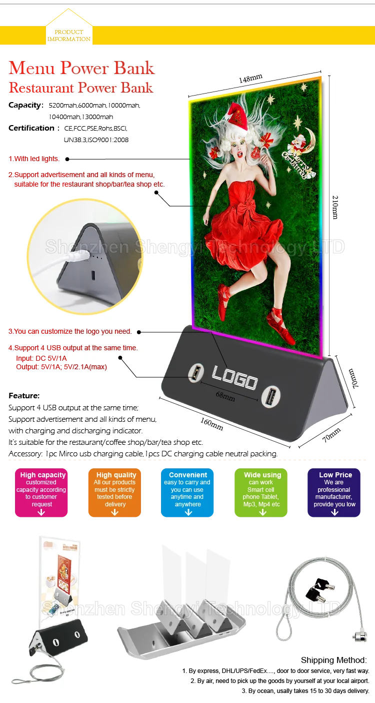 Best Promotional Item Table Stand Menu Holder Advertising Power Bank - ANKUX.COM