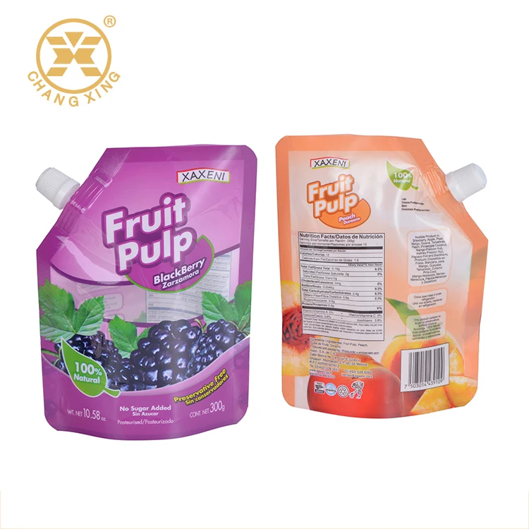 Plastic Doy Pack Pouch With Spout For Liquid Drink Pouch Plastic Juice Packaging Bags Custom