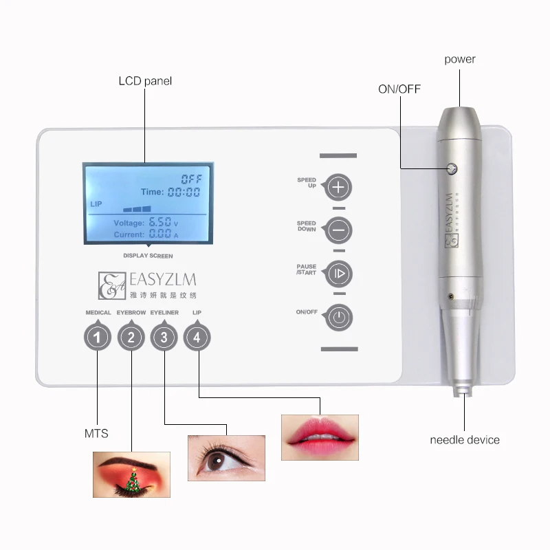 

Permanent Makeup Permanent Makeup Eyebrow Tattoo Machine Kit with Needles Tips Power Supply Kit with Needles Tips Power Supply, Silver