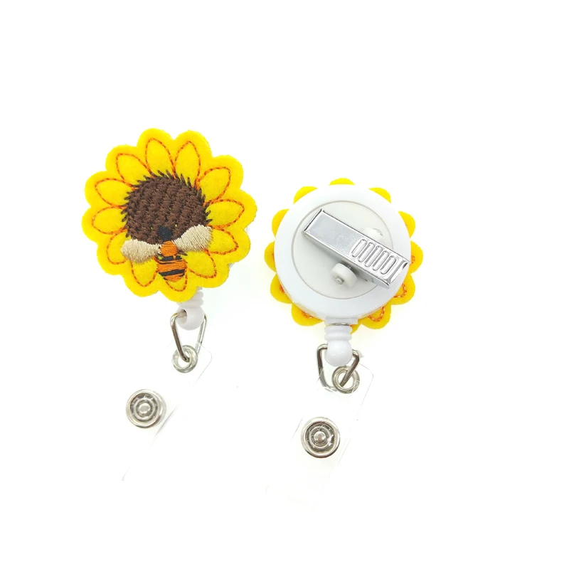 
YOROYAL Sunflower Badge Reel Holder, Accurate Stitching, Reinforced Strap, Easy Retracting, Alligator Clip, Perfect Gifts for Wo 