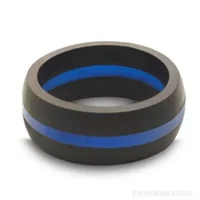 

7-15 size Thin blue line silicone ring rubber wedding band policeman office law enforcement