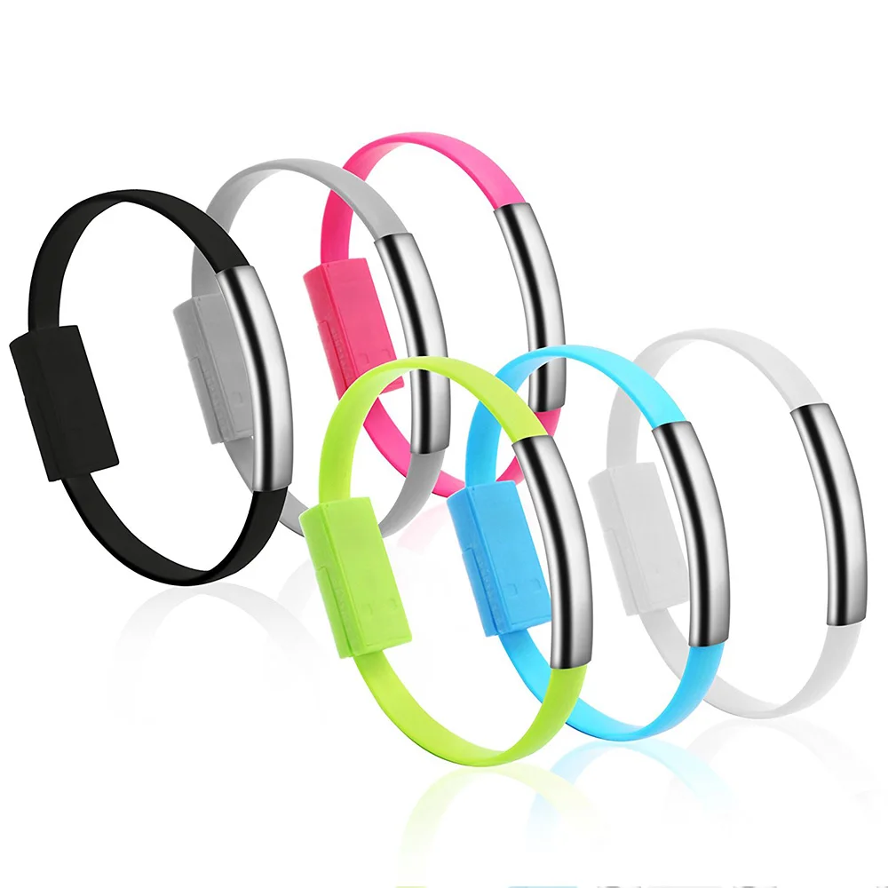 2019 Fashion Mini Short Flat Bracelet Micro USB 2.0 Sync Charging Data Cable For Android Phone iPhone