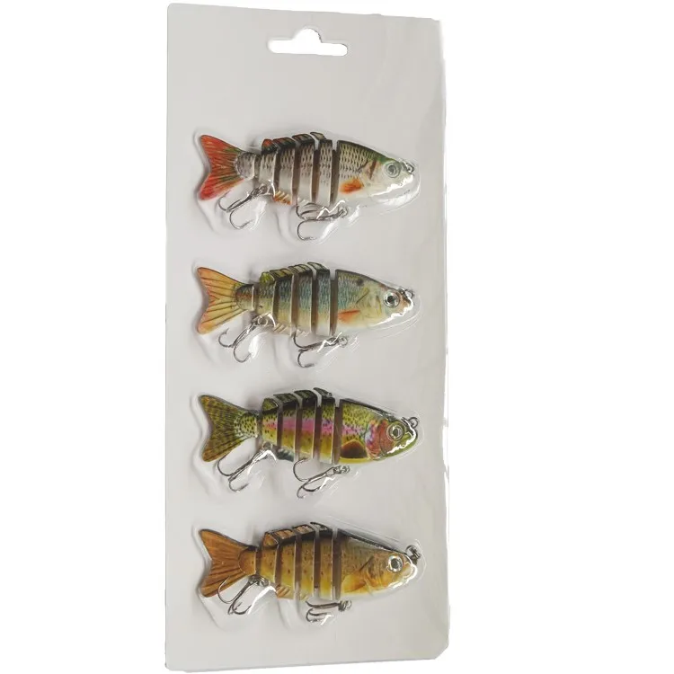 

4 pack- set 8cm/13g 6 segment roach lure multi jointed fishing bait, 12 color available