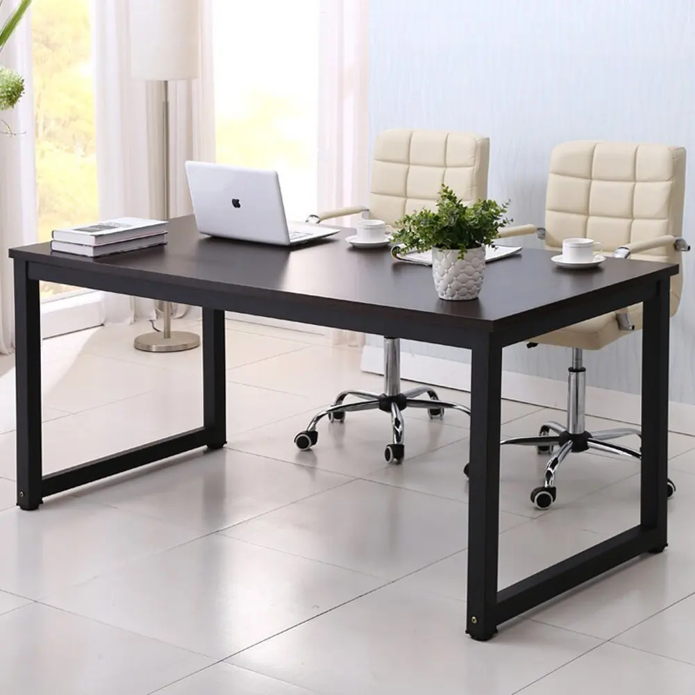 Buy Home Office Desk 63in Writing Desks Large Study Computer Table Workstation Black Wooden Top Black Metal Leg In Cheap Price On Alibaba Com