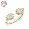 plating platium/18k/rose gold on sterling silver two piece moonstone ring tear drop open ring
