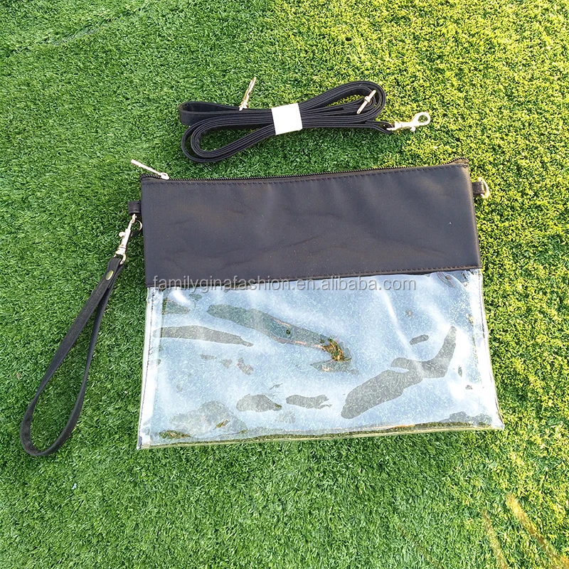 

Wholesale Monogrammed Zipper PVC Clear Stadium Crossbody Bag, As picture show