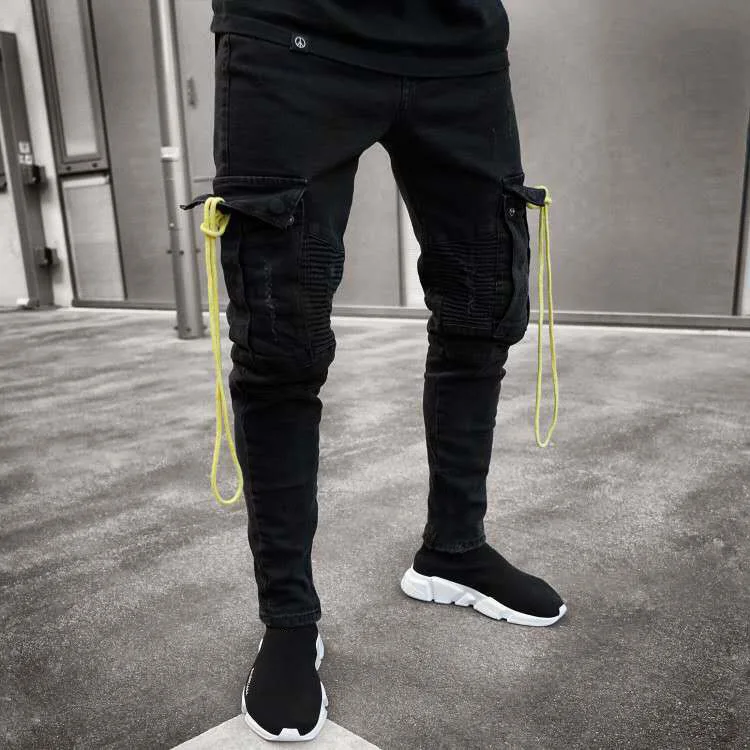 black scratch jeans