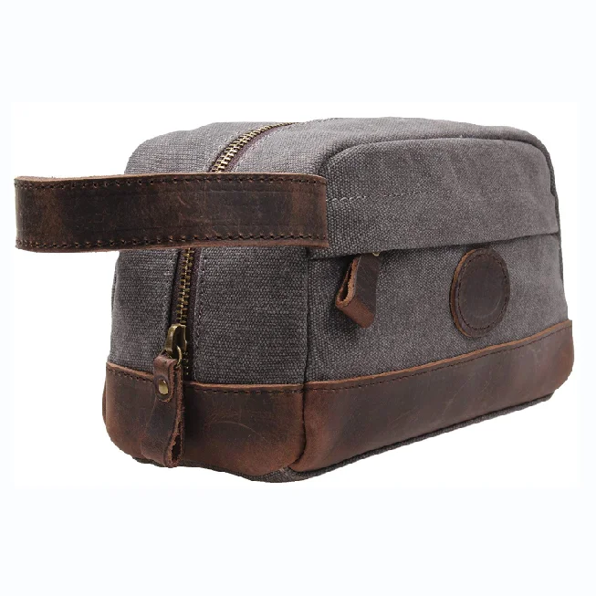 

Cosmetic Bag Leather Wash Bag Men Leather Toiletry Bag Portable Travel Kit Organizer, Brown , customized color is available