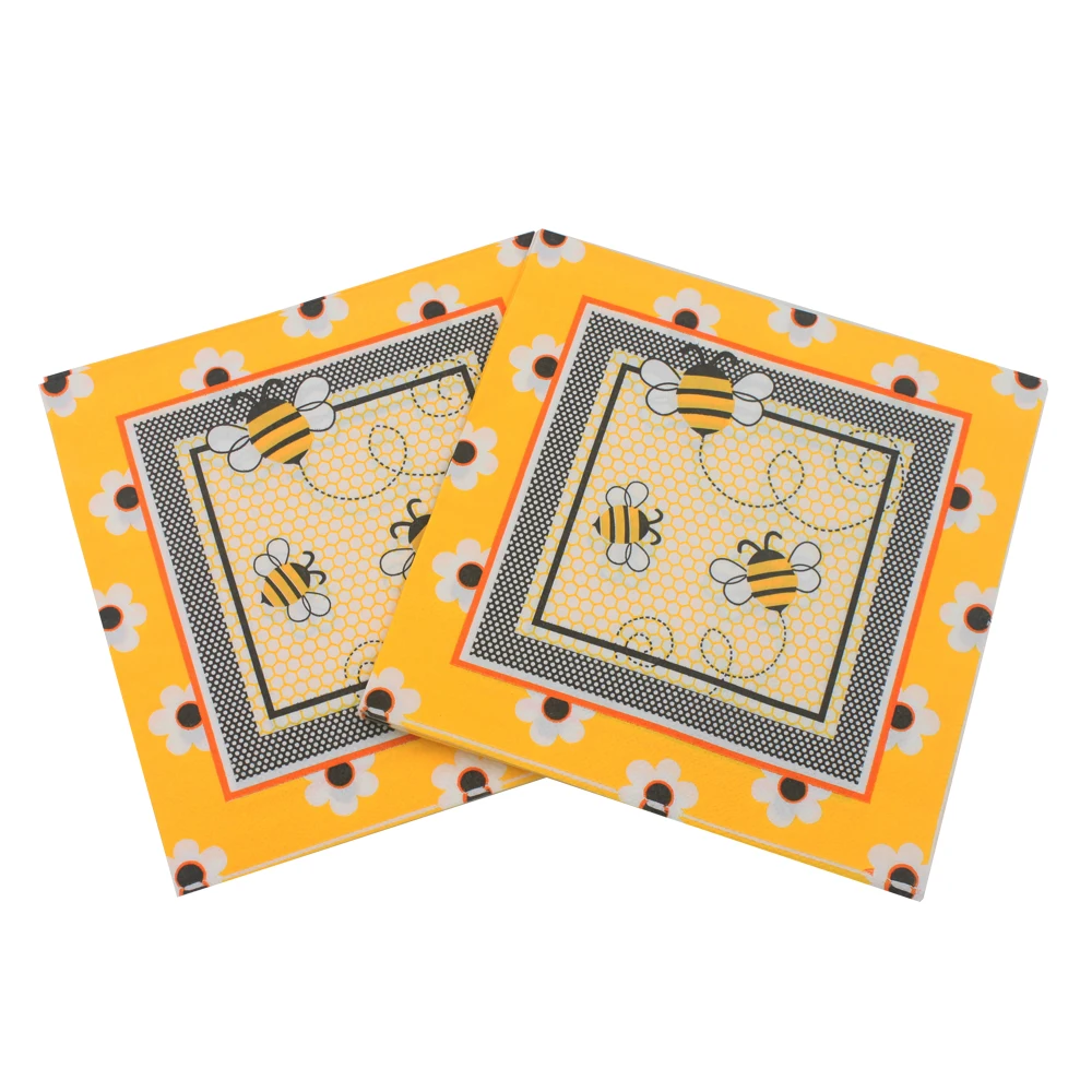 

Bee Paper Napkin Event & Party Insect Tissue Printed Napkin Supply Decoration Paper 33cm*33cm Or Custom Napkins