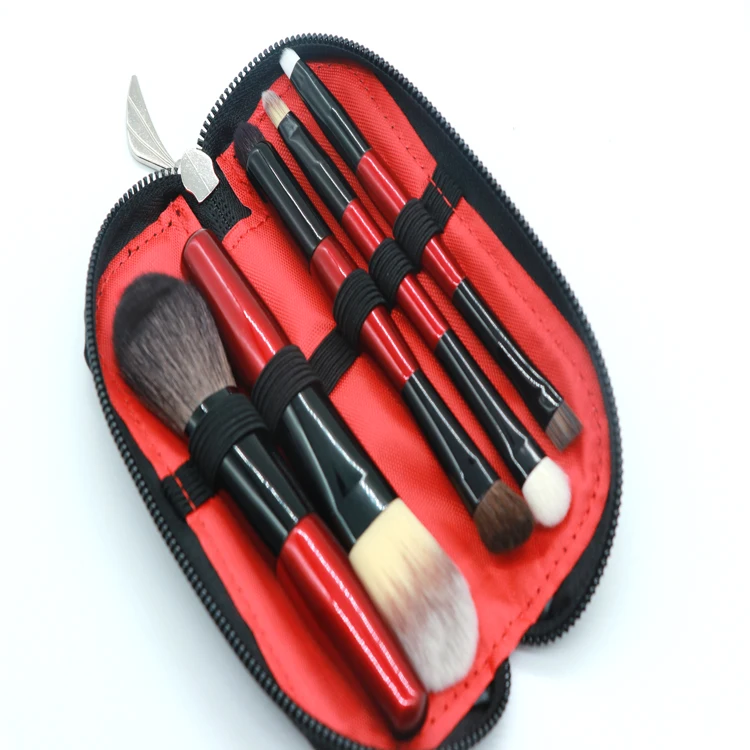 

5 pcs portable double ended travel makeup brush, Customized color