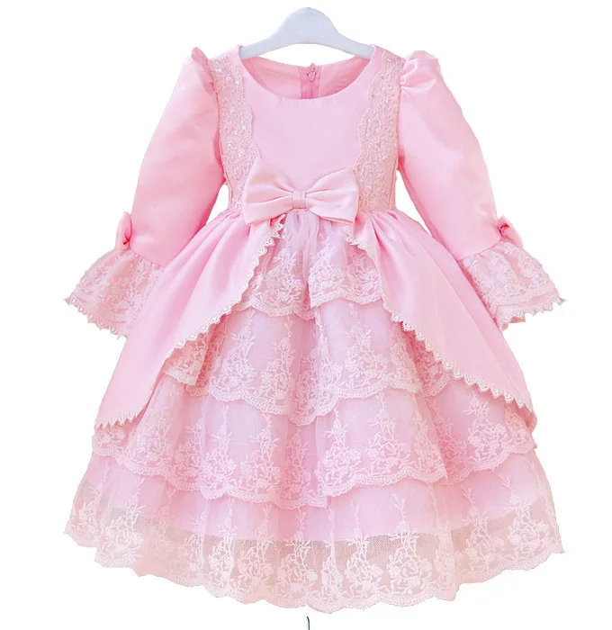 2016 New Brand Girl Ball Gown Princess Dress Cake Dress Big Bow Beautiful Formal Kid Costume