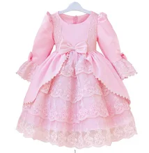 2016 New Brand Girl Ball Gown Princess Dress Cake Dress Big Bow Beautiful Formal Kid Costume