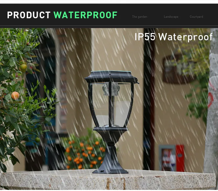 IP55 Outdoor Aluminum Auto On Off Waterproof Led Solar Post Cap Light