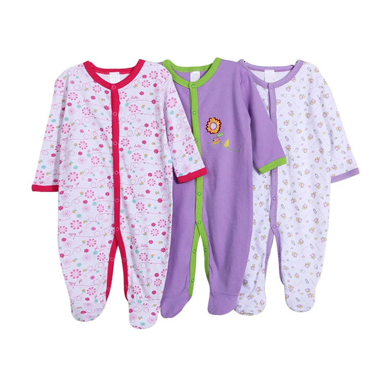 

Wholesale Cheap 3 Pack Cotton Baby Overalls Pyjamas Infant Footed Pajama Clothing Baby Romper Sleepsuits, Mixed color