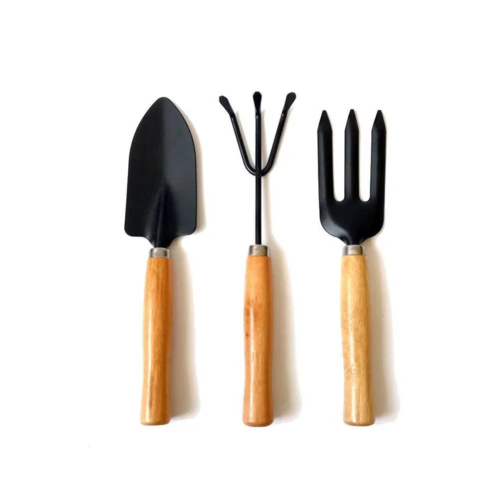 OUNONA 3Pcs Mini Gardening Tools Set Gardening Shovel Small Garden Rake and Hand Trowel Indoor Garden Tools for House Plants