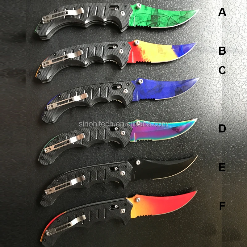 

Wholesale Flip Knife Falchion Knife with G10 Handle ,Backlock Folding CS GO Game Karambit Knife, 6 colors