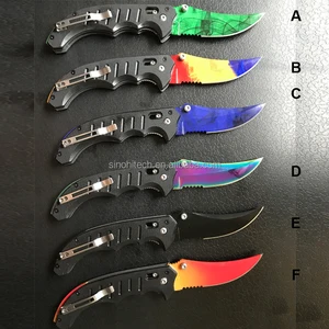 Wholesale Flip Knife Falchion Knife with G10 Handle ,Backlock Folding CS GO Game Karambit Knife