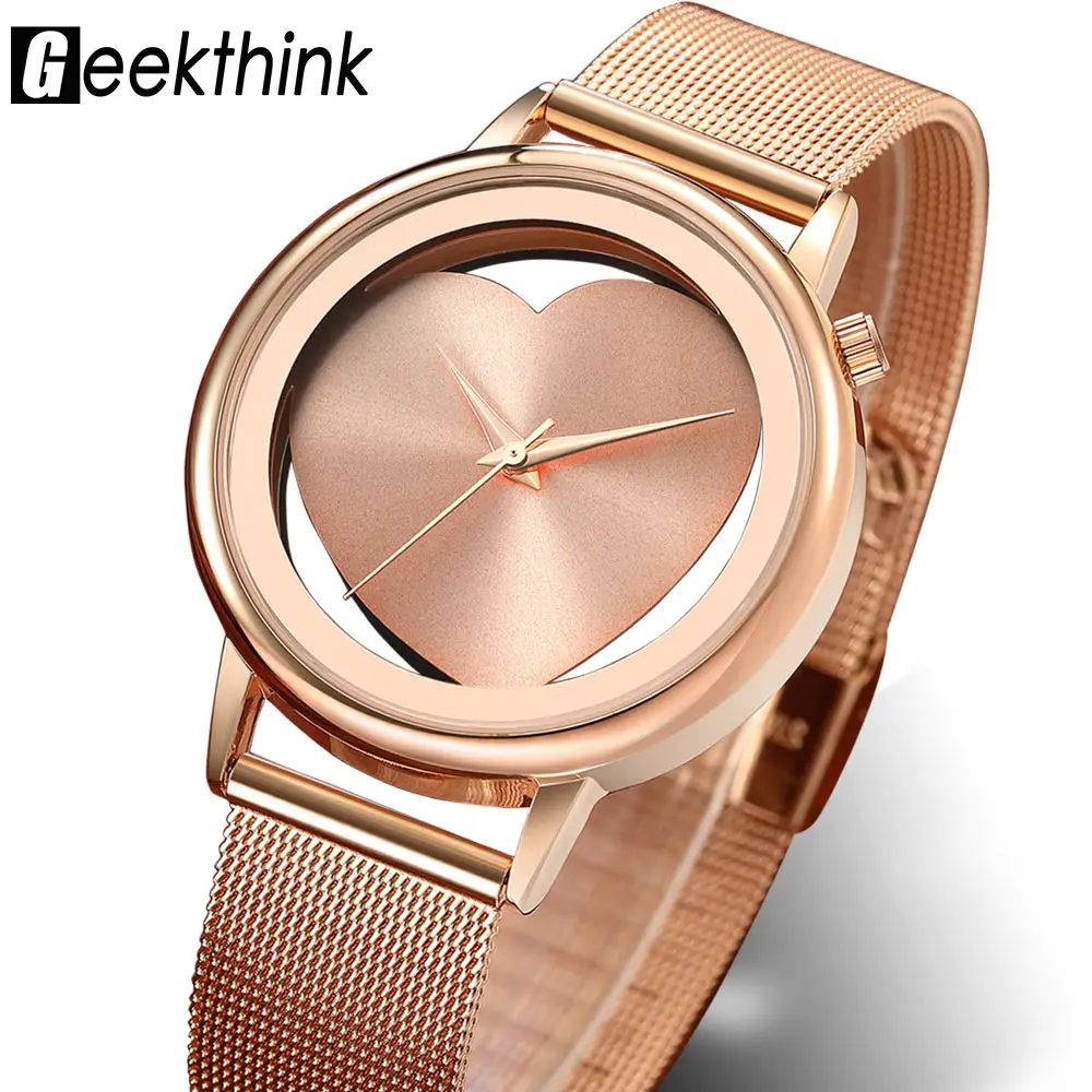 

Women Watches Quartz Hollow Analog Stainless Steel Mesh Band Rose Gold Luxury Brand Design Wristwatch Fashion Dress New, N/a