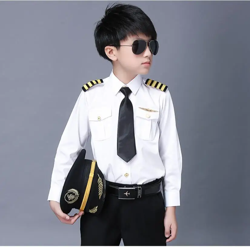 Children's Flight Airline Pilot Uniform Dress Shirt - Buy High Quality ...