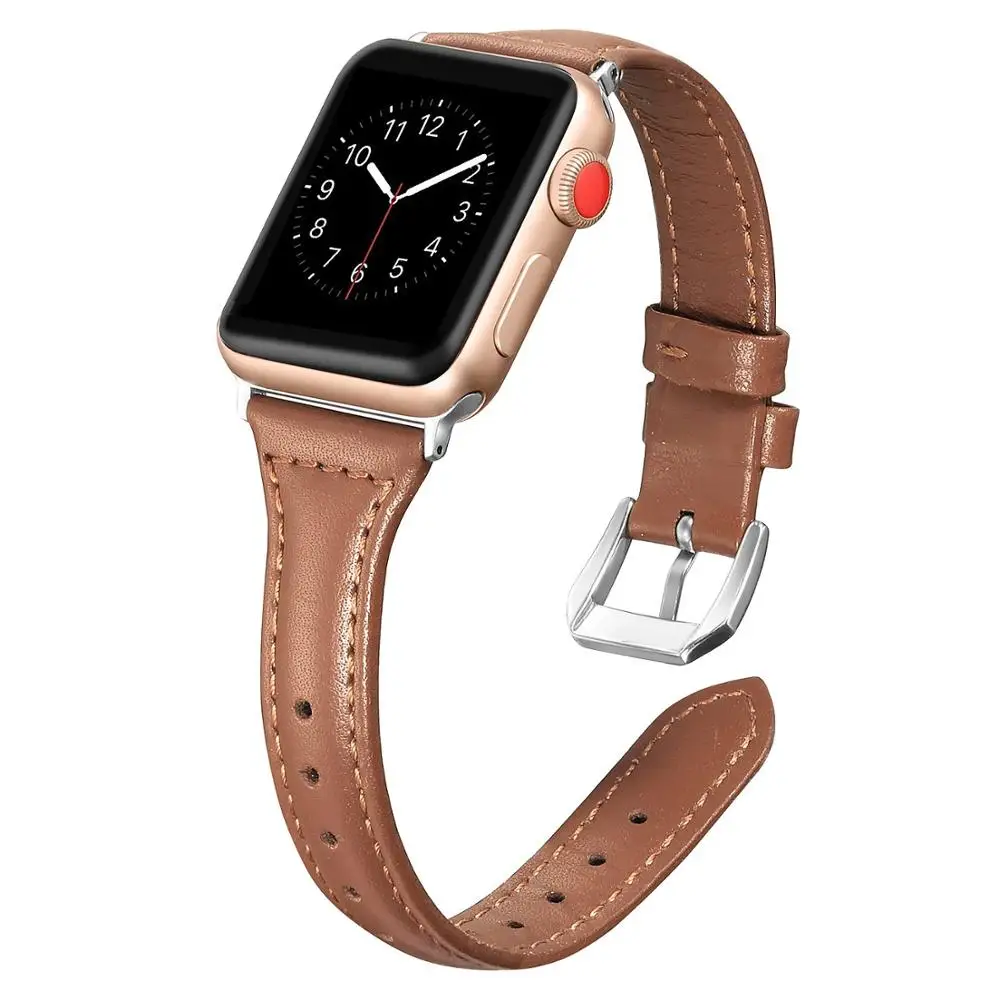 

Leather Watch Band with Apple Watch Band 38mm 40mm 42mm 44mm, Leather Wristband Sport Strap for iWatch Series 4 3 2 1 airpod, 10 popular colors available;customized colors acceptable