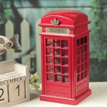 Vintage British Style Phone Booth Piggy Nostalgic Wood Shooting Props