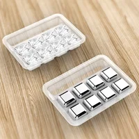 

2019 Amazon Top Seller! Whiskey Stones - Set of 8 with Tongs, Plastic Storage Box , Reusable Stainless Steel Ice Cubes