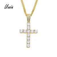 

UWIN Hiphop Gold Plated Iced Out Cross Custom Silver Gold Color Diamond CZ Cross Pendant