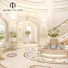 prefab luxury villa marble medallion pattern water jet floor tile designs