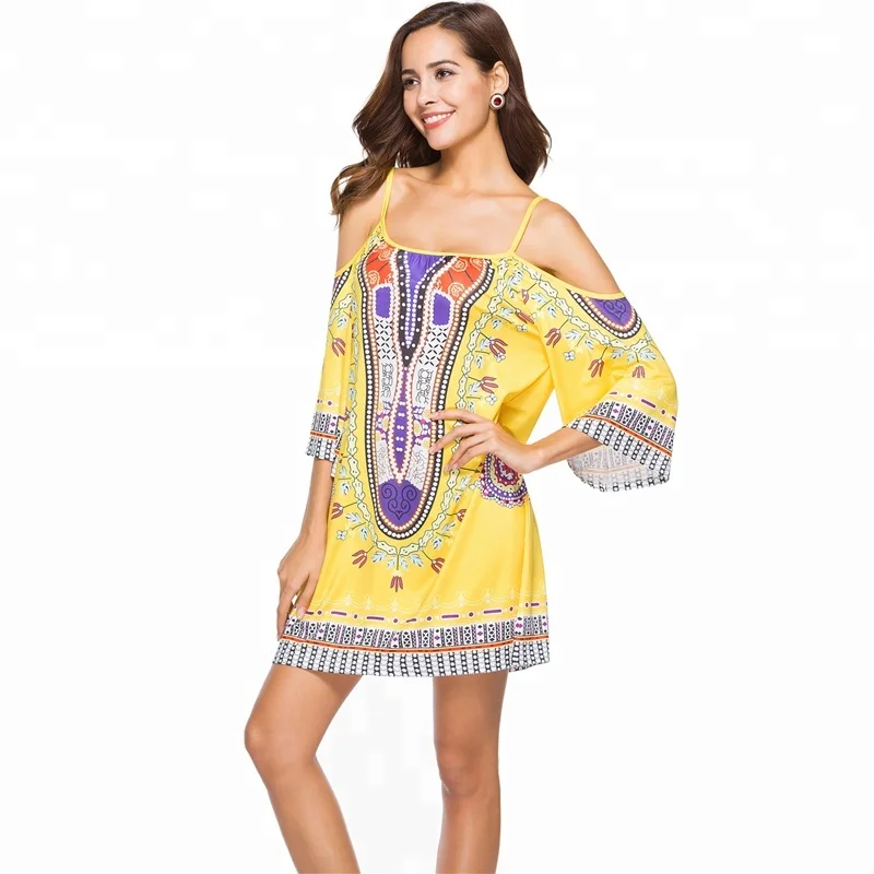 

2018 Summer Women Fancy African Print Mini Dress