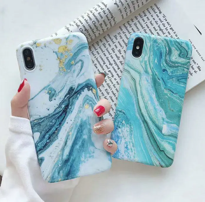 

Free Shipping Quicksand Blue Marble Phone Case For iPhone Xs Max,For iPhone XR Luxury Hard Back Case,For iPhone X Cover