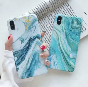 Free Shipping Quicksand Blue Marble Phone Case For iPhone Xs Max,For iPhone XR Luxury Hard Back Case,For iPhone X Cover