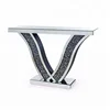 decorative furniture floating crystal sparkle diamond black mirrored console table