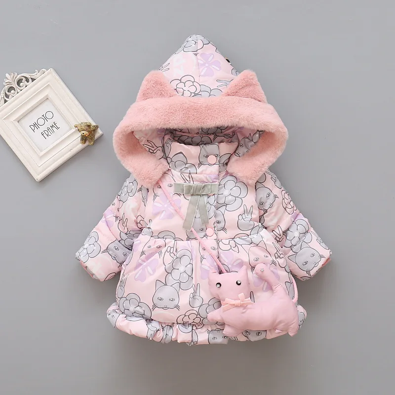 

Winter girls Coats children Outerwear kids winter down parkas coat warm fleece velvet parkas, As picture