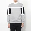 Wholesale 3 color fabric matching custom design plain long sleeve slim-fit pullover crewneck sweatshirt with side zipper