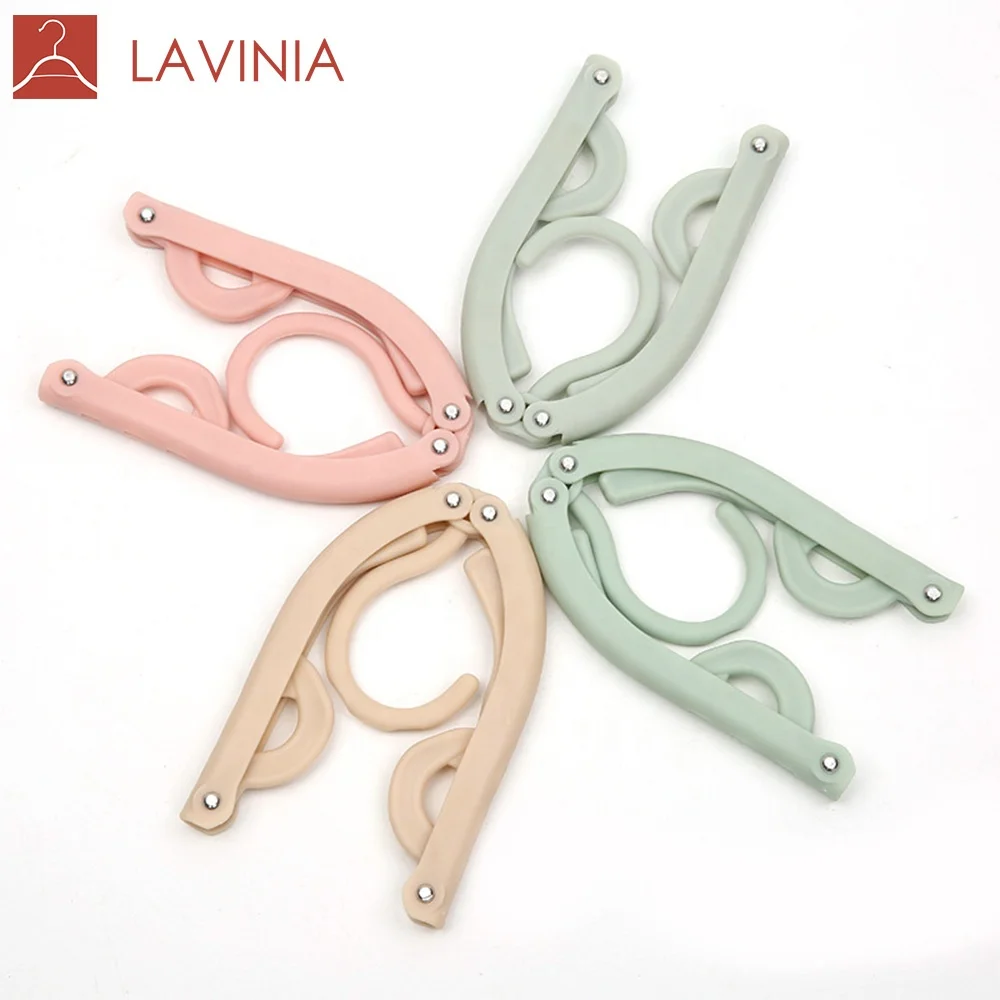 

Private Custom Simple Coat Folding Portable Clothes Foldable Hanger, Pink/green/grey