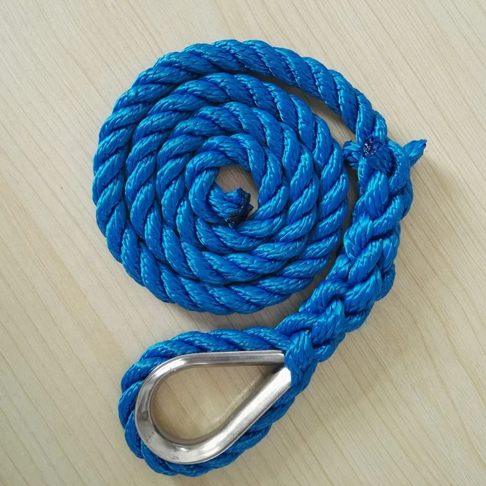 Top performance hot sale customized package and size 3 strand twisted anchor line marine rope for sailboat, yacht marine rope