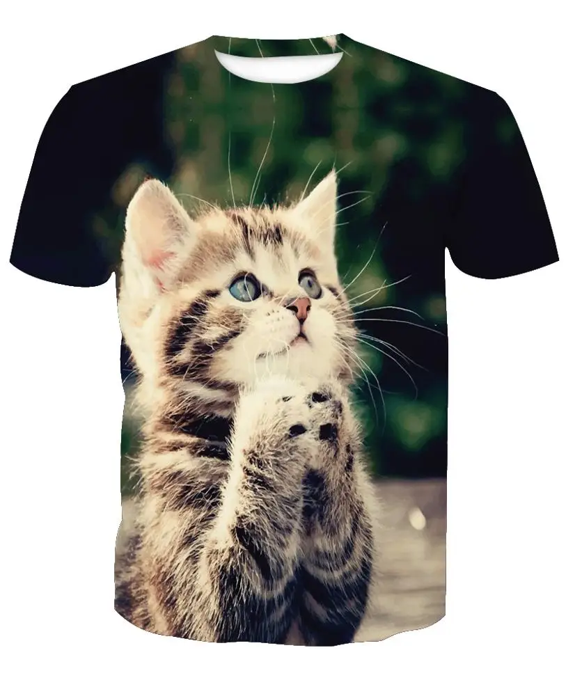 

Dropship Wholesale All Over Sublimation Cat T Shirt 3D, Print On Demand Dropship No Minimum Order Custom Logo Tshirt/